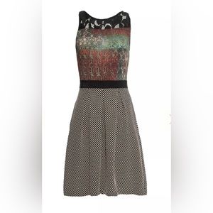 Anthropologie Galina Print Dress Size Medium Lace Polka Dot Multicolor NWT